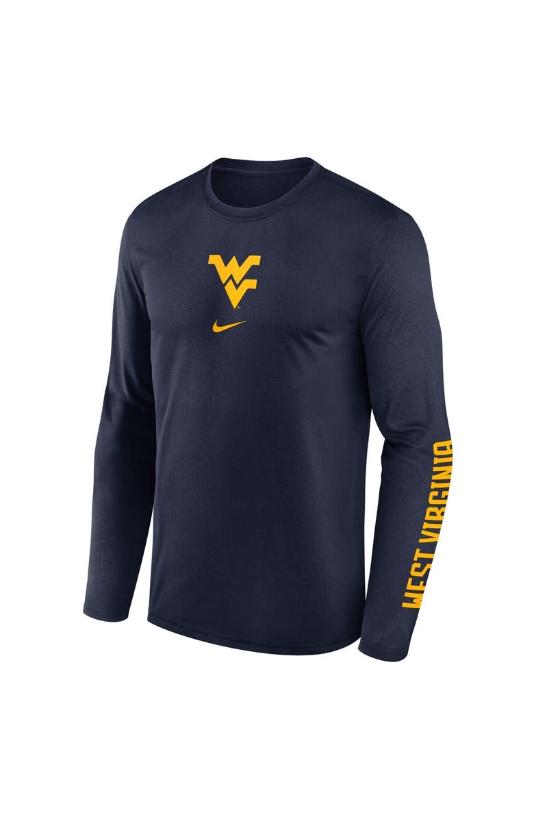 Nike Men's Nike  Navy West Virginia Mountaineers Primetime Center Lockup Two-Hit Legend Long Sleeve T-Shirt, Alternate, color, Navy