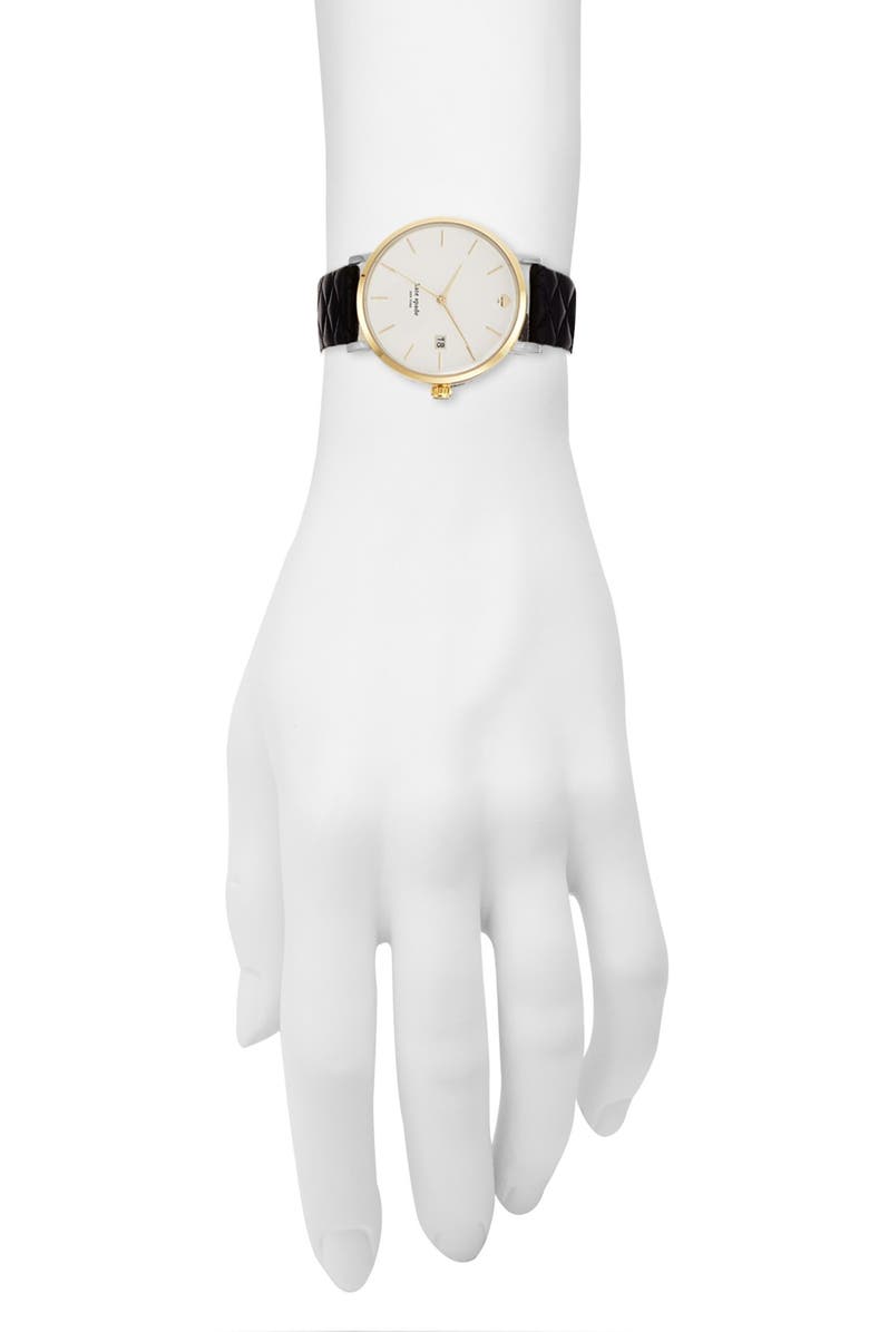 Kate Spade New York 'metro grand' quilted strap watch, 38mm, Alternate, color, 