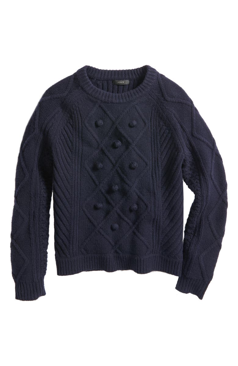J.CREW FACTORY J.Crew Merino Wool Cable Pompom Sweater, Alternate, color, 