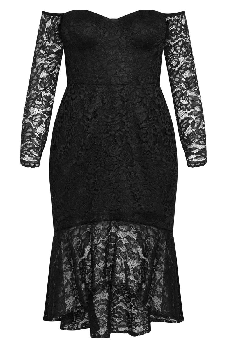 City Chic Athena Off the Shoulder Long Sleeve Dress, Alternate, color,