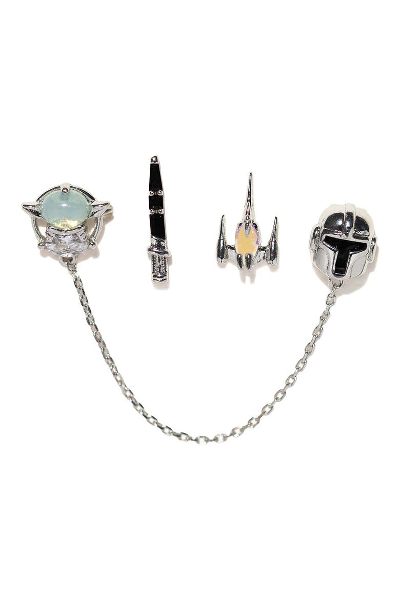 Star Wars This is the Way Set of 3 Mismatched Earrings, Main, color, SILVER