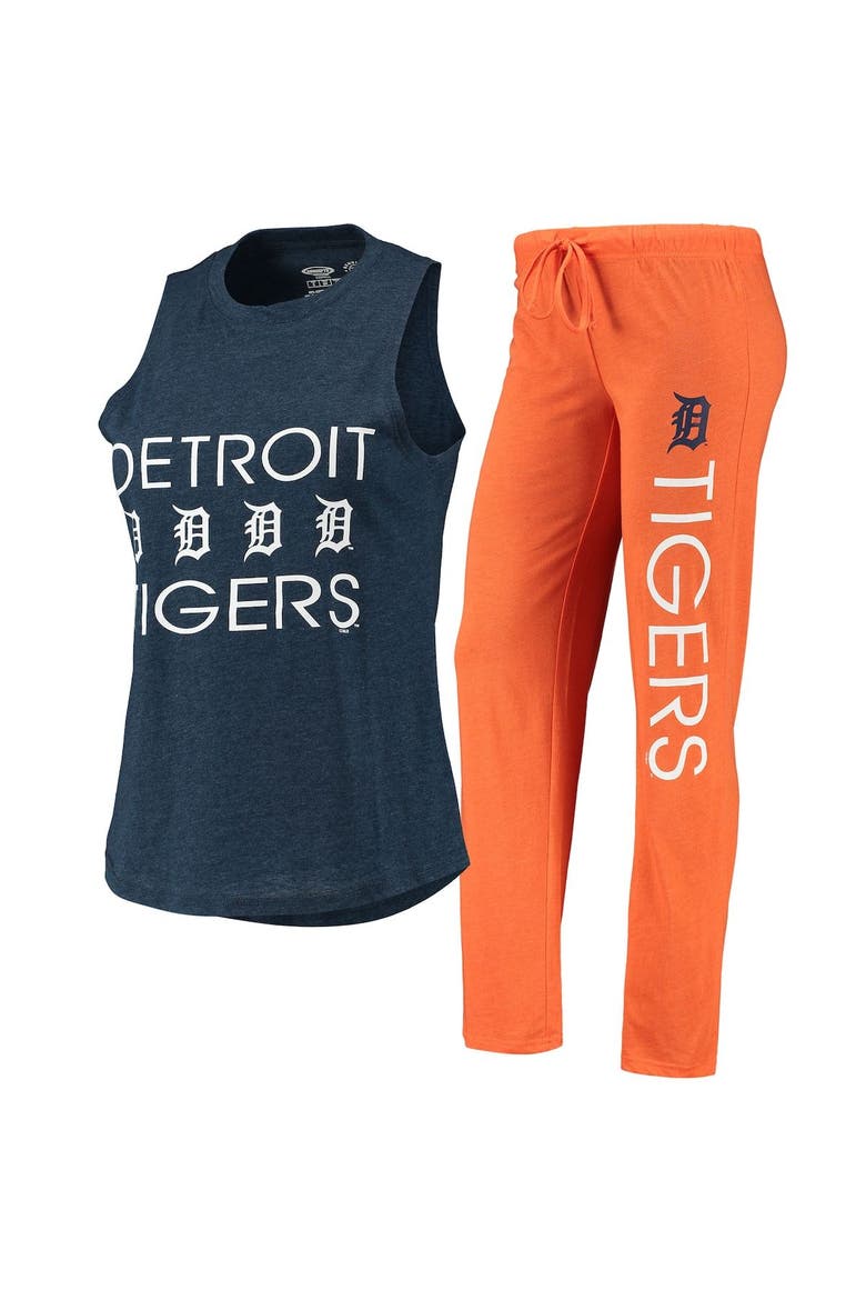 Women's Concepts Sport Orange/Navy Detroit Tigers Meter Muscle Tank Top & Pants Sleep Set, Main, color, Orange