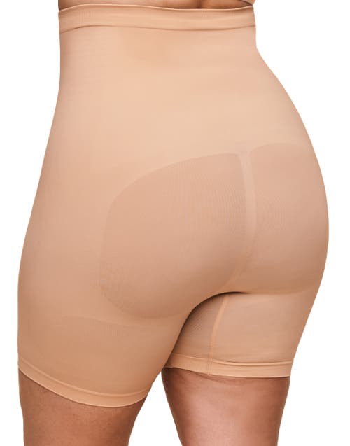 Adore Me Reece High-waisted Smoothing Shorts In Light Beige