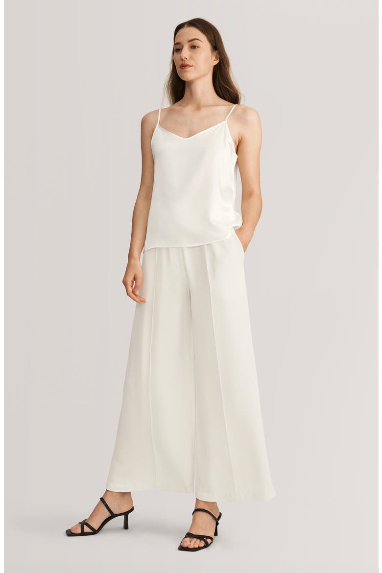 V Neckline Silk Camisole with Spaghetti Straps, Alternate, color, Ivory