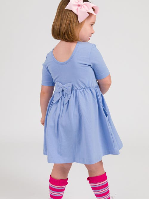 Rufflebutts Knit Short Sleeve Twirl Dress In Blue