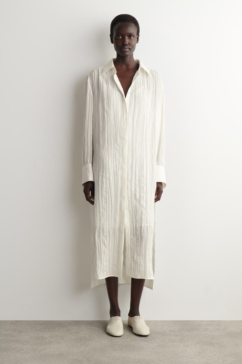 midi white shirt dress women A-Line Short Sleeve Midi Shirt Dress White M