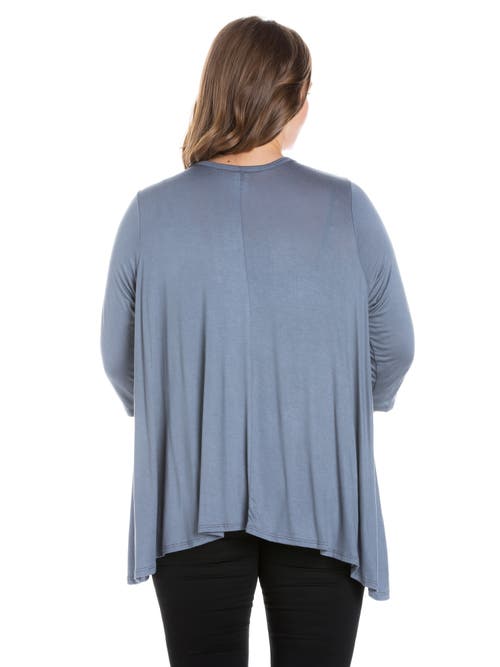 24seven Comfort Apparel Plus Size Elbow Length Sleeve Open Cardigan In Multi