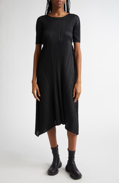 Pleats Please Issey Miyake Efficient Square Pleated Short Sleeve A-Line Dress in Black  product