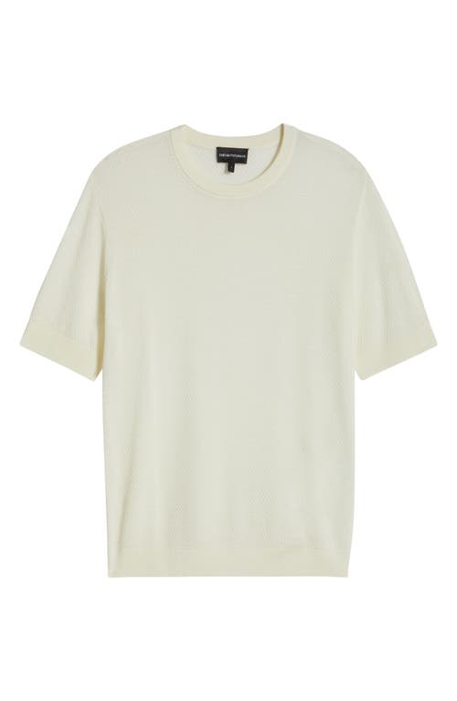 Emporio Armani Textured Dot Short Sleeve Crewneck Sweater In White