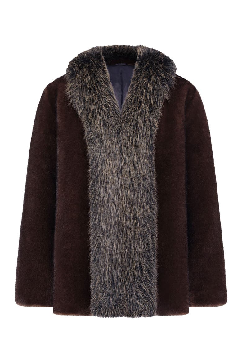 Fur-Free Fox & Mink (Faux Fur) Jacket, Alternate, color, DARK BROWN