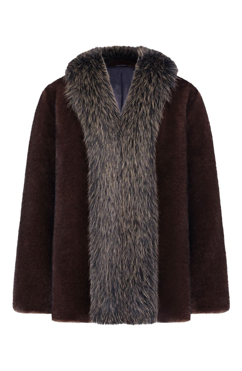 Lyla Grant Fur-Free Fox & Mink (Faux Fur) Jacket, Alternate, color, Dark Brown