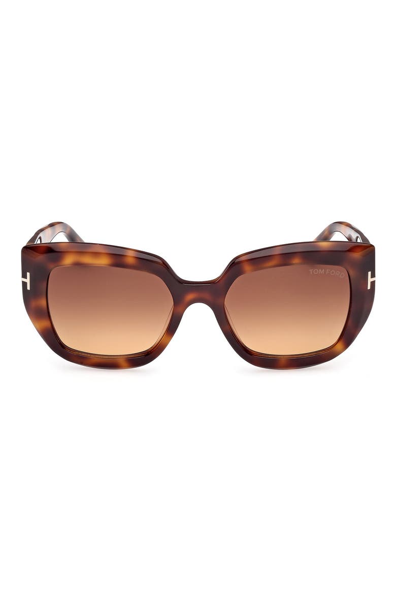 Saltzman 53mm Gradient Butterfly Sunglasses, Main, color, CLASSIC HAVANA / T LOGO