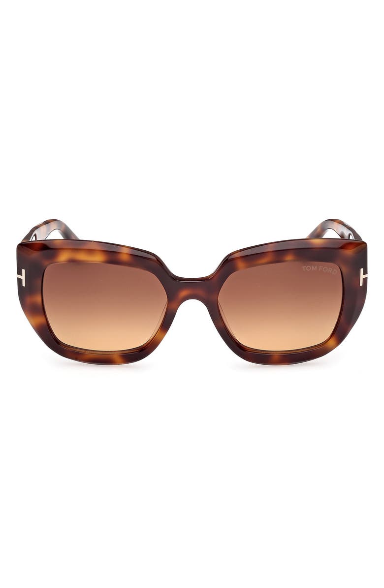 TOM FORD Saltzman 53mm Gradient Butterfly Sunglasses, Main, color, Classic Havana / T Logo
