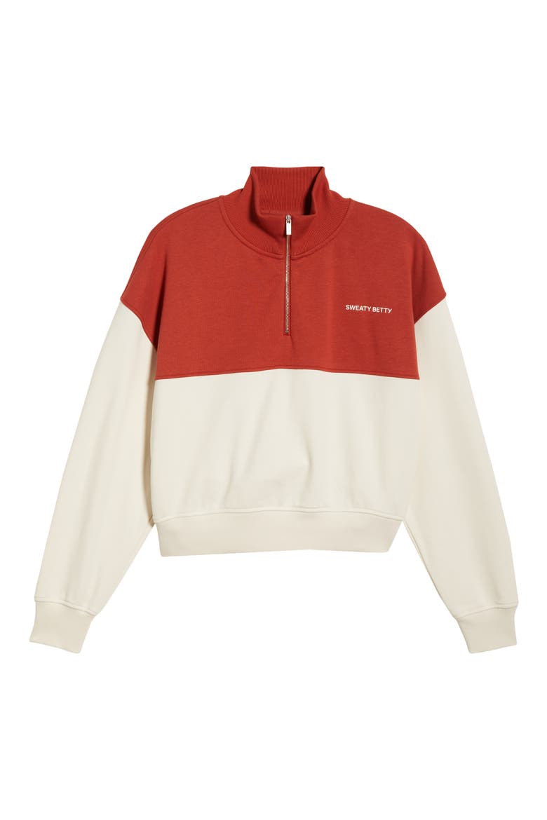 Revive Colorblock Half Zip Sweatshirt, Alternate, color, EMBER RED LILY WHITE