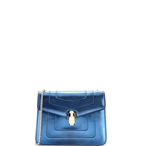 Serpenti Forever Square Shoulder Bag Metallic Leather Small