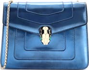 Pre-Owned Bvlgari Serpenti Forever Square Shoulder Bag Metallic Leather Small