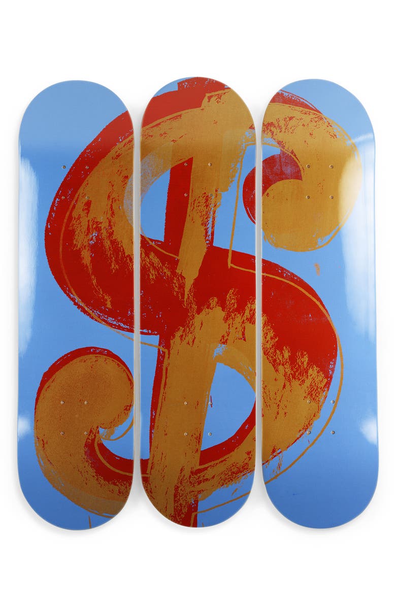 MoMA Andy Warhol Dollar Sign Skateboard Deck Triptych, Main, color, Blue/ Orange