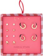 Leith Set of 6 Cubic Zirconia & Faux Pearl Lobster Stud & Huggie Hoop Earrings