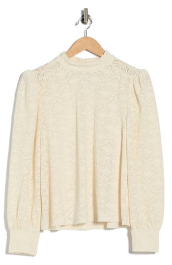 Melrose And Market Long Sleeve Lace Top In White