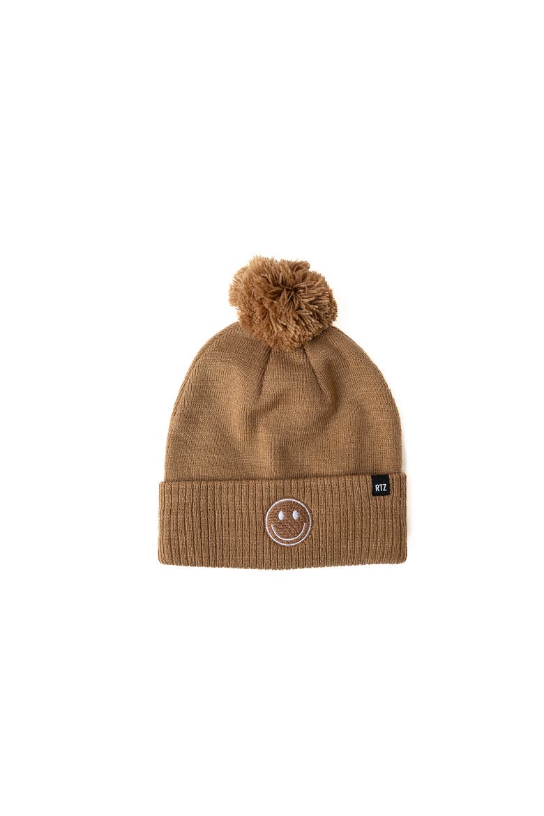 Smiley Pom Pom Hat, Main, color, Latte