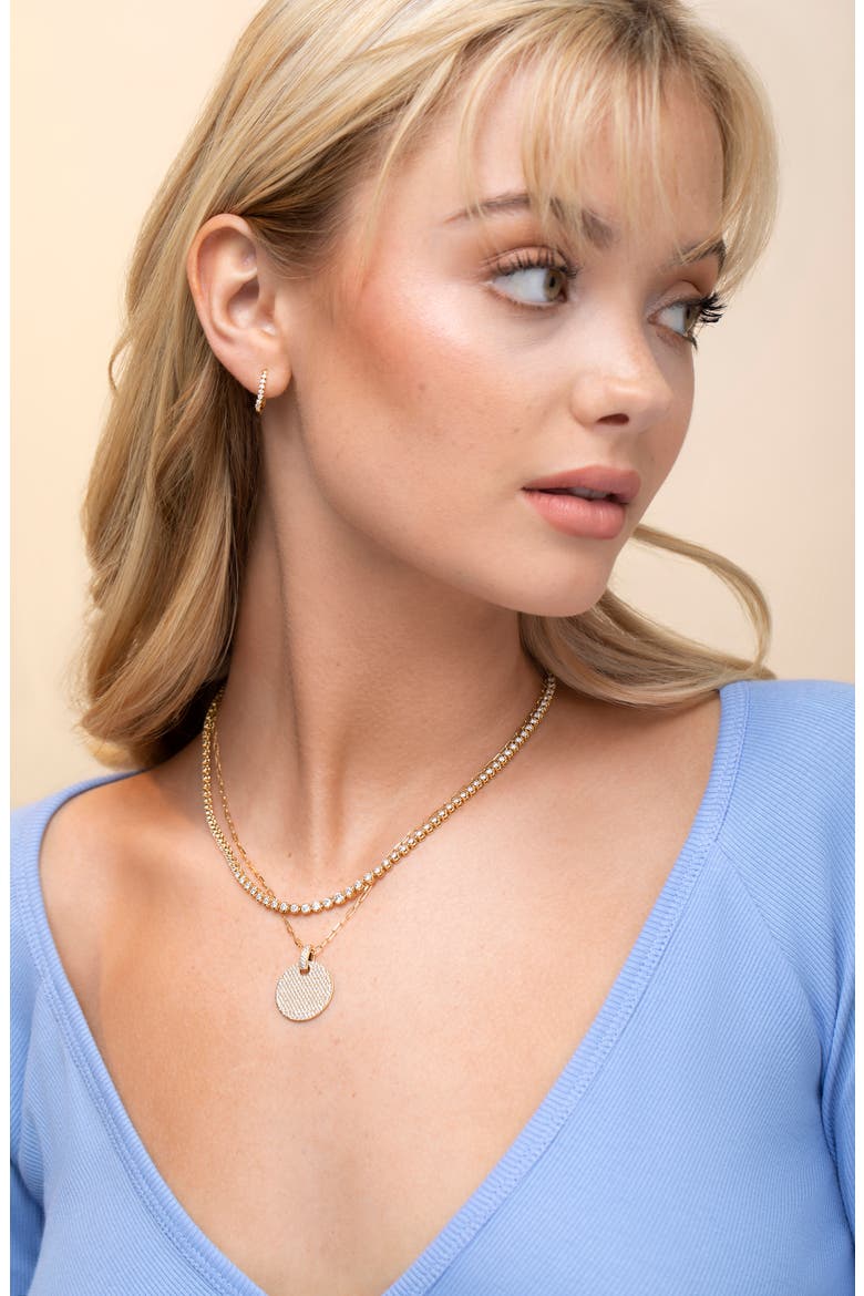 El Mar Gemstone Pavé Pendant Necklace, Alternate, color, 18K YELLOW GOLD/ EMERALD