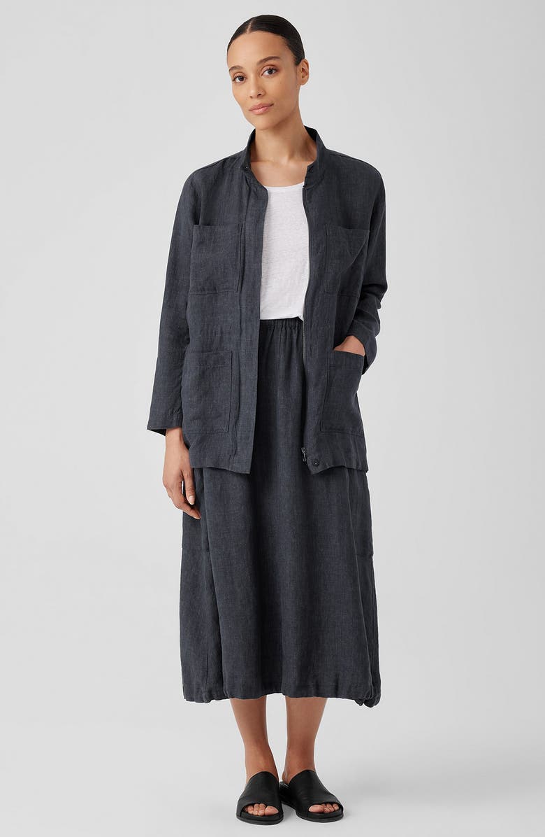 Eileen Fisher Stand Collar Organic Linen Jacket, Alternate, color, 