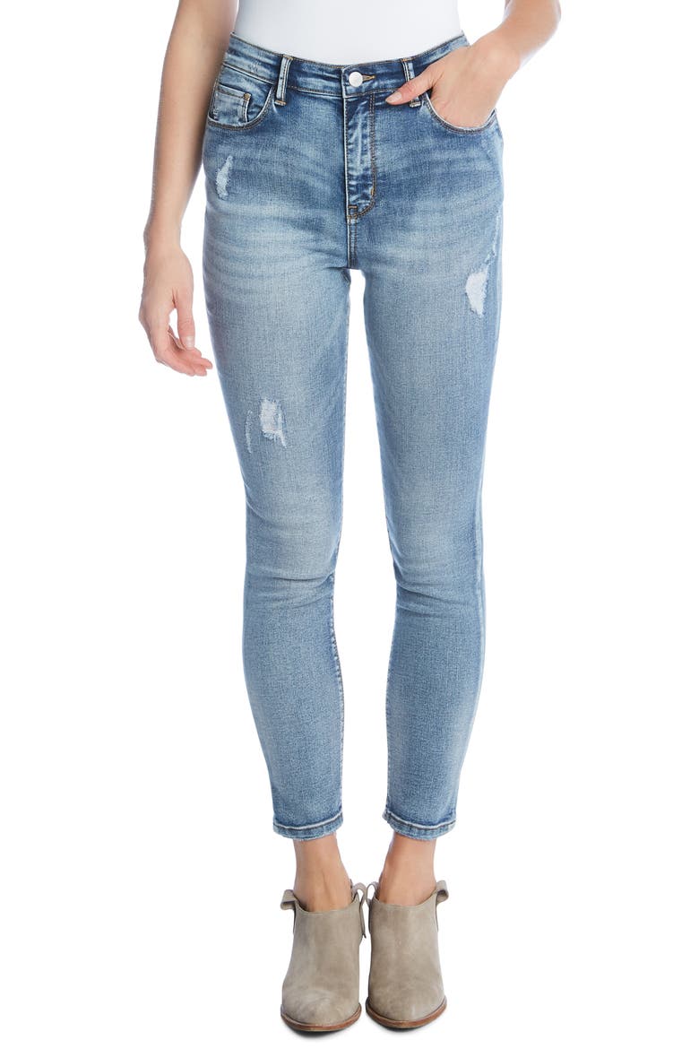 High Waist Ankle Skinny Jeans, Main, color, DENIM