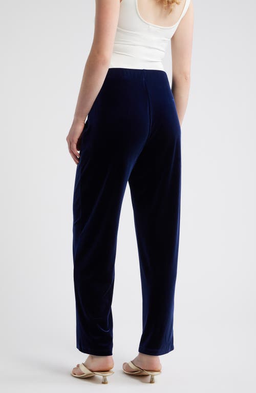 Ak Anne Klein High Waist Pull-on Wide Leg Pants In Blue