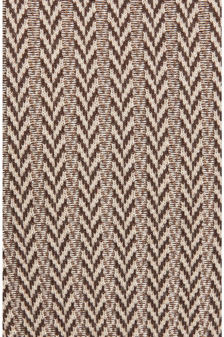 Herringbone Puff Sleeve Merino Wool Sweater, Alternate, color, BROWN/ CREAM