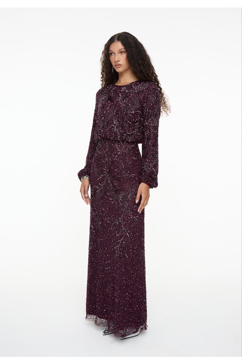Modest Embellished Sequin Dress, Alternate, color, MAUVE