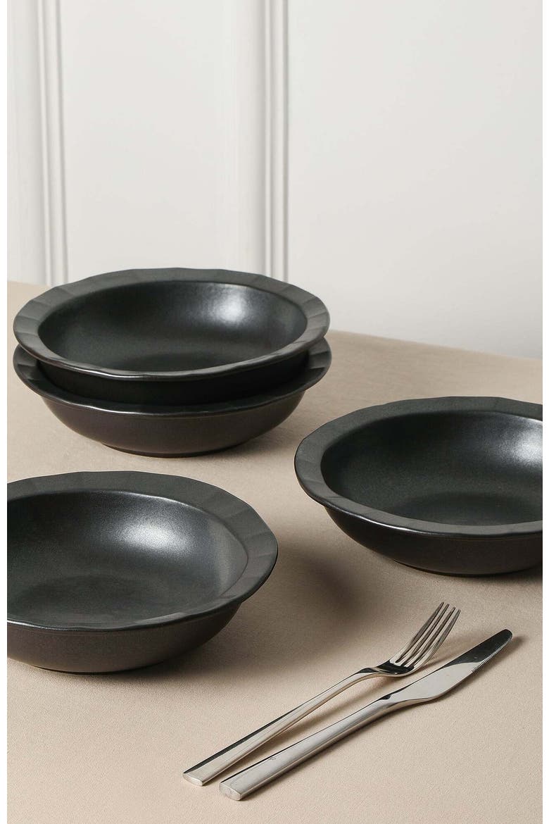 Oasis Stoneware 4-Piece Pasta Bowl Set, Alternate, color, Black