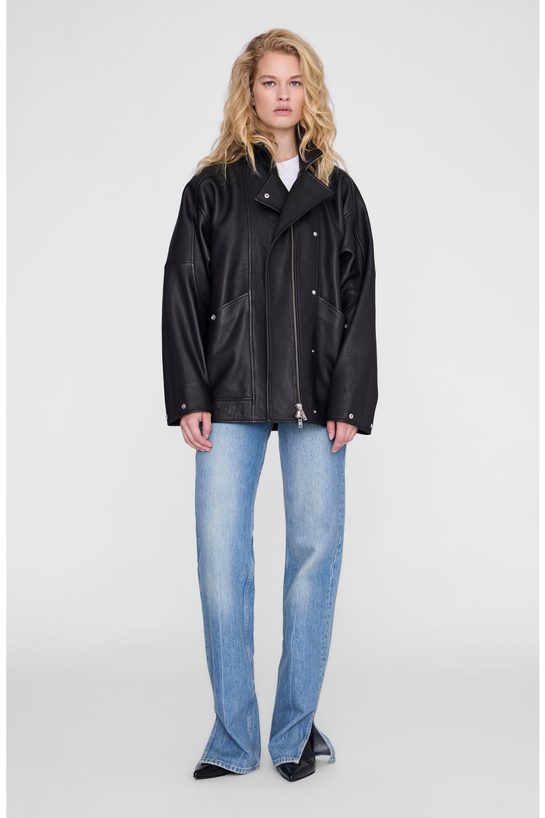 Sandy Leather Jacket, Main, color, Black
