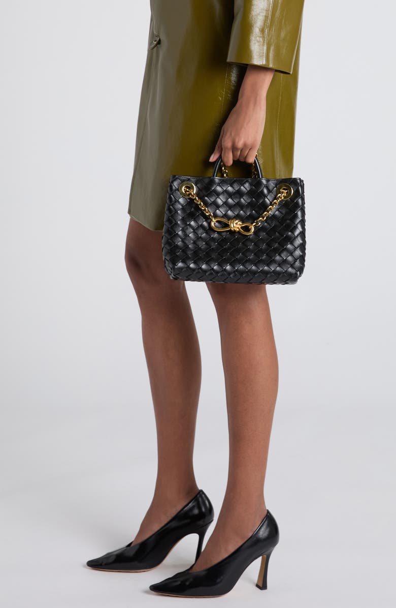 Bottega Veneta Small Andiamo Chain Leather Shoulder Bag, Alternate, color, 1019 Black-M Brass