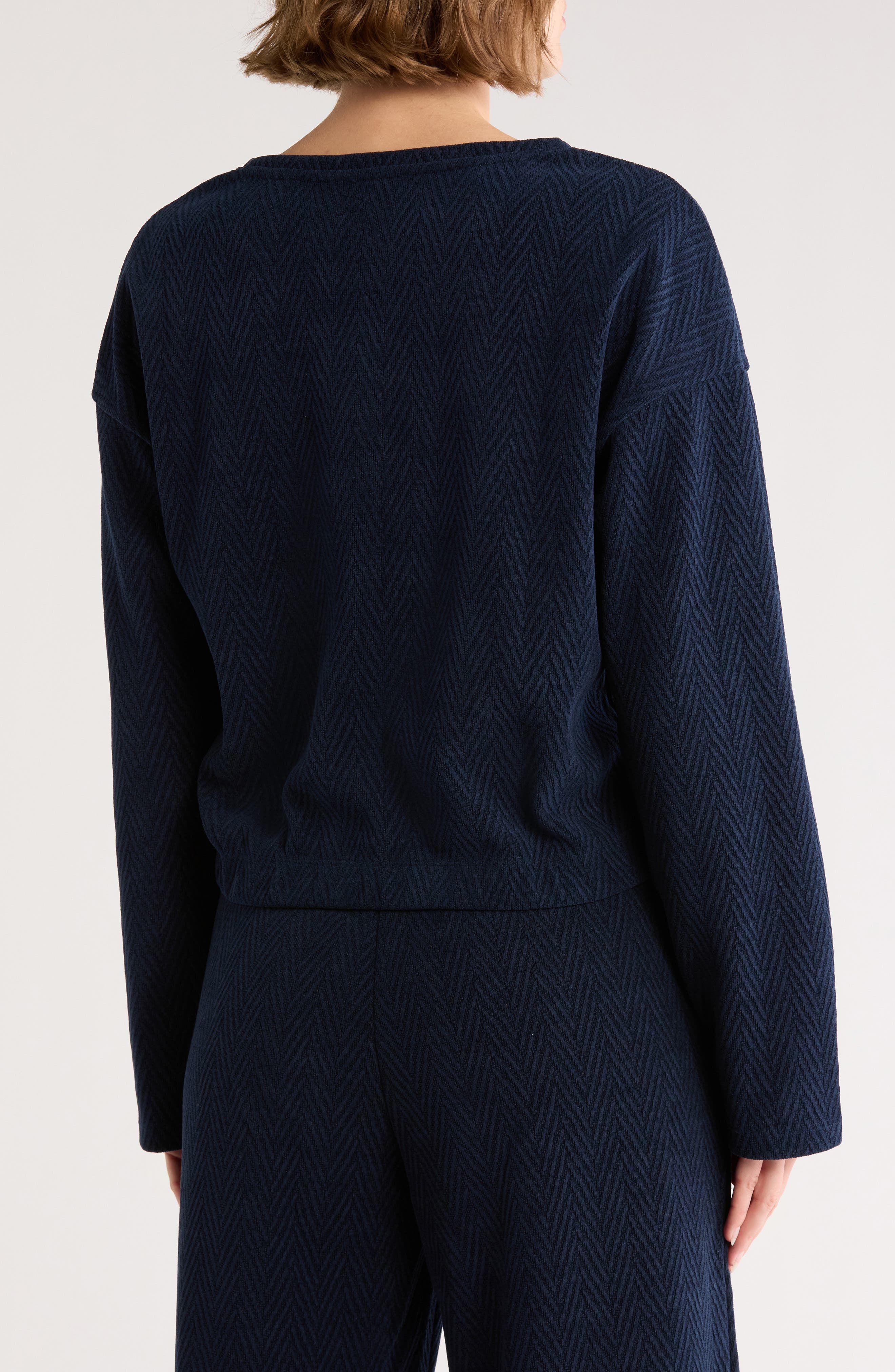 Herringbone Crop Pullover Sweatshirt - image 4