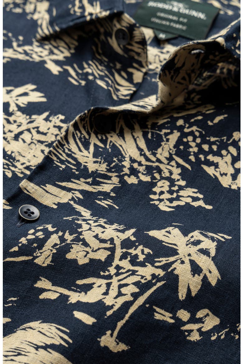 Livingstone Original Fit Tropical Print Linen Button-Up Shirt, Alternate, color, MIDNIGHT SAND