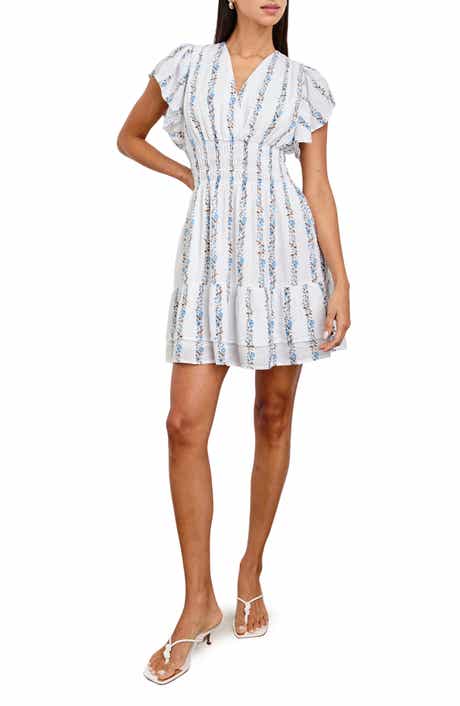 Kimora Floral Smocked Waist Linen Blend Dress