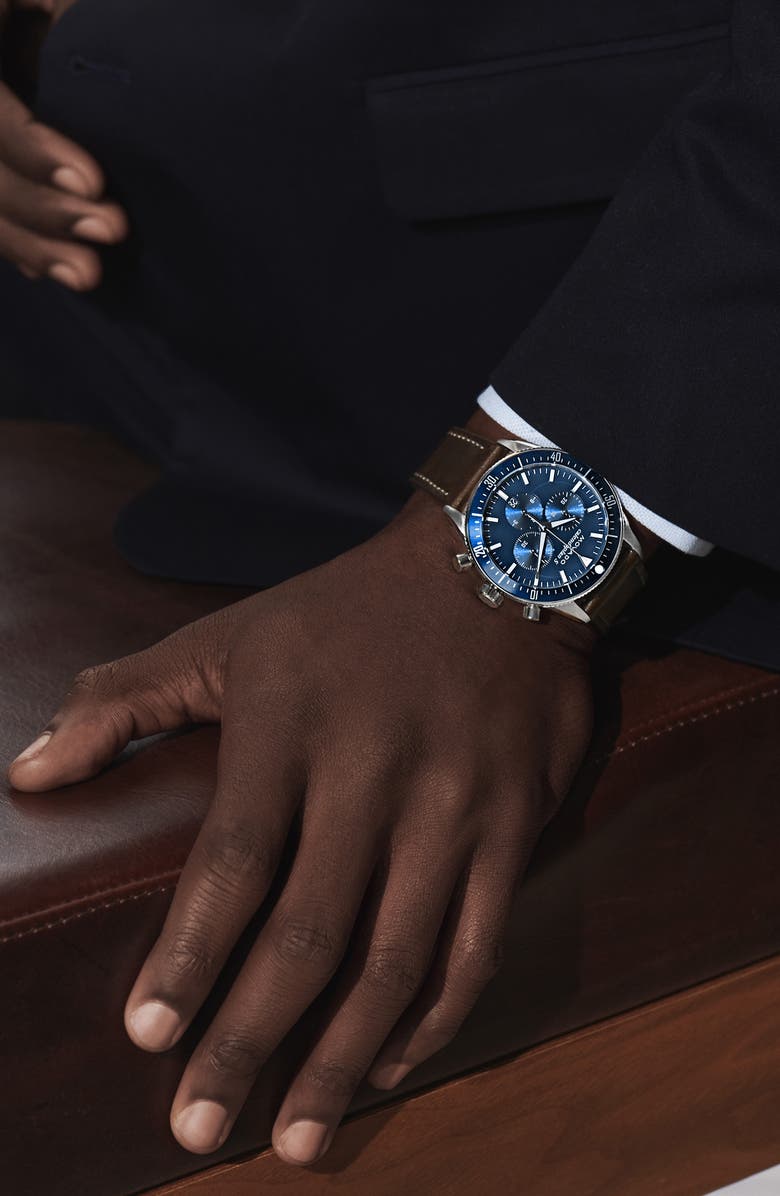 Movado Heritage Chrono Leather Strap Watch, 42mm, Alternate, color, 