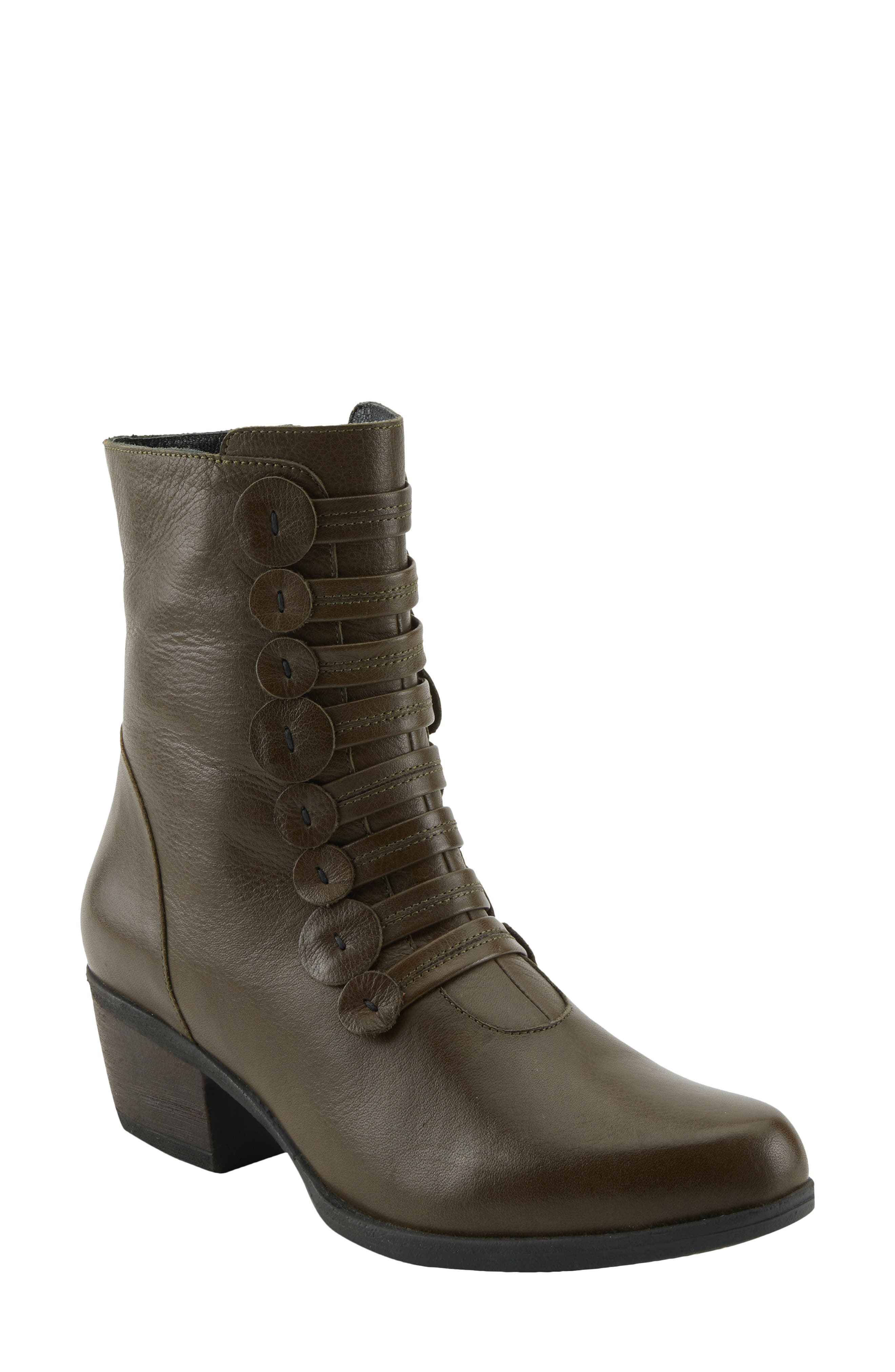 Spring Step Garibaldi Bootie, Main, color, Olive Green