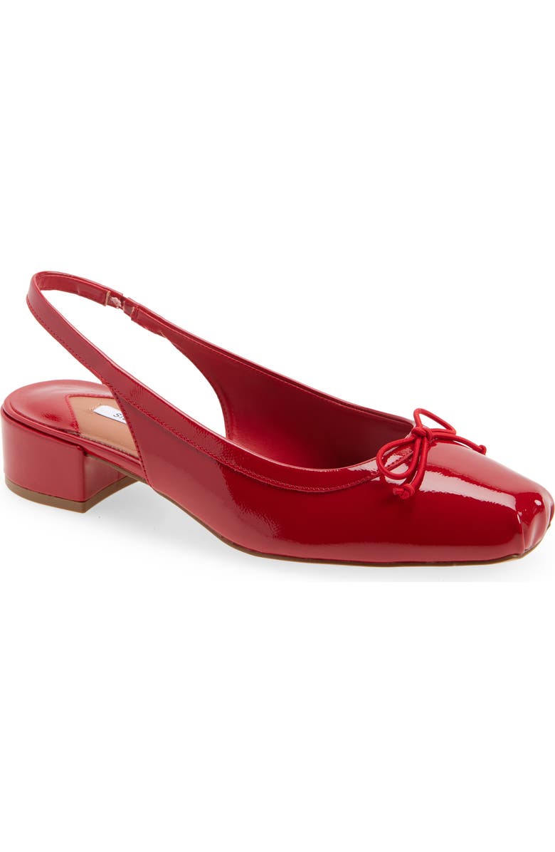 Steve Madden Loved Square Toe Patent Leather Slingback Pump, Main, color, Red Crinkle Patent