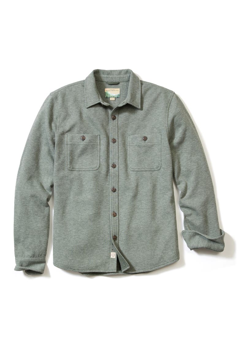 Pacifica Knit Flannel Button-Up Overshirt, Alternate, color, OLIVE