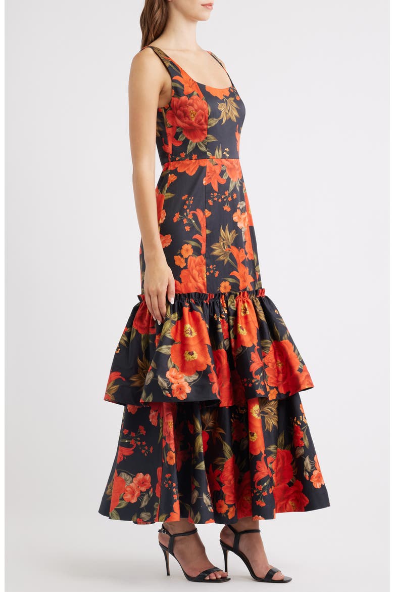 Avalee Floral Tiered Gown, Alternate, color, BLACK ROMANTIC SPANISH FLORAL