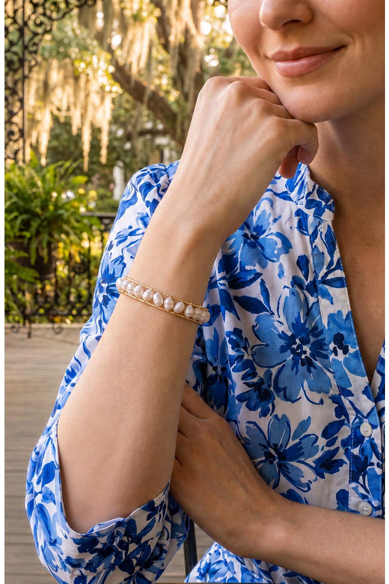 Camille Freshwater Pearl Stretch Bracelet, Alternate, color, GOLD