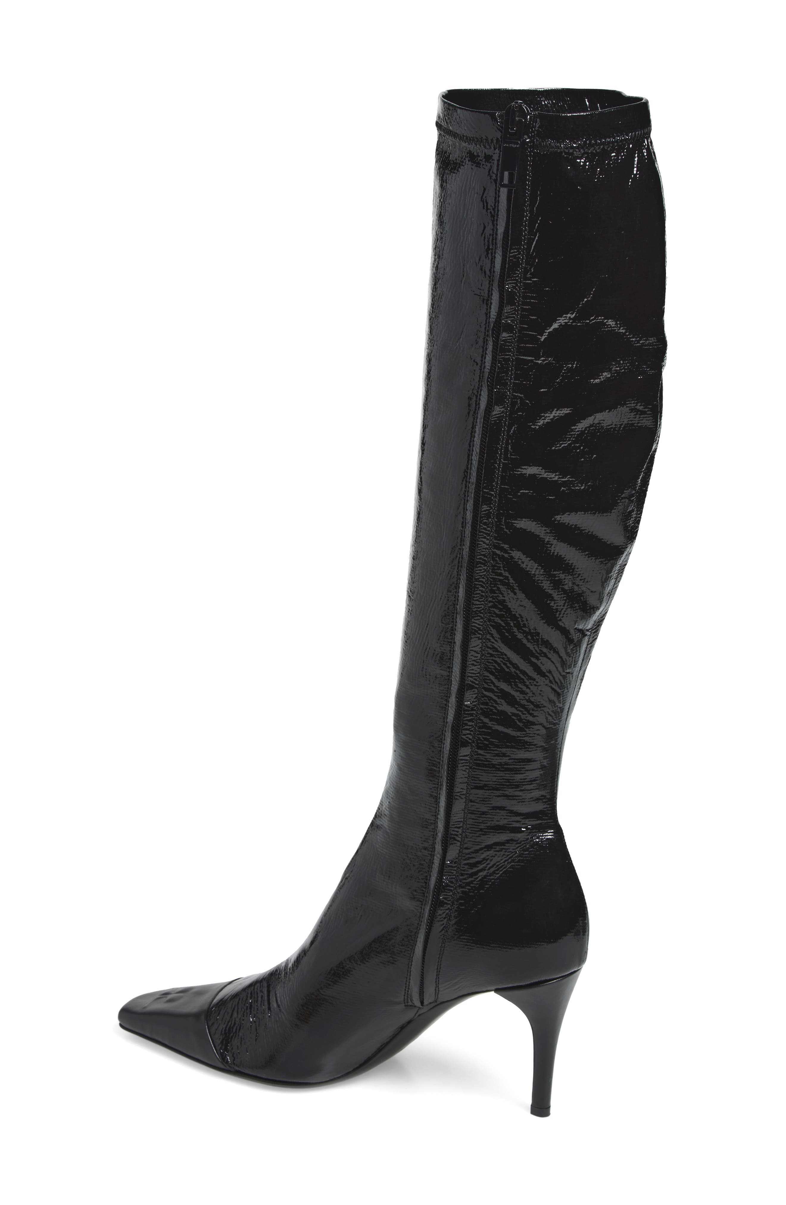 Cap Toe Vinyl Boot, Alternate, color, BLACK/ BLACK