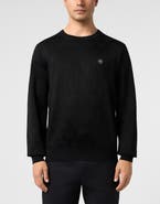 PHILIPP PLEIN Merino Wool Round Neck Pullover Monogram Men