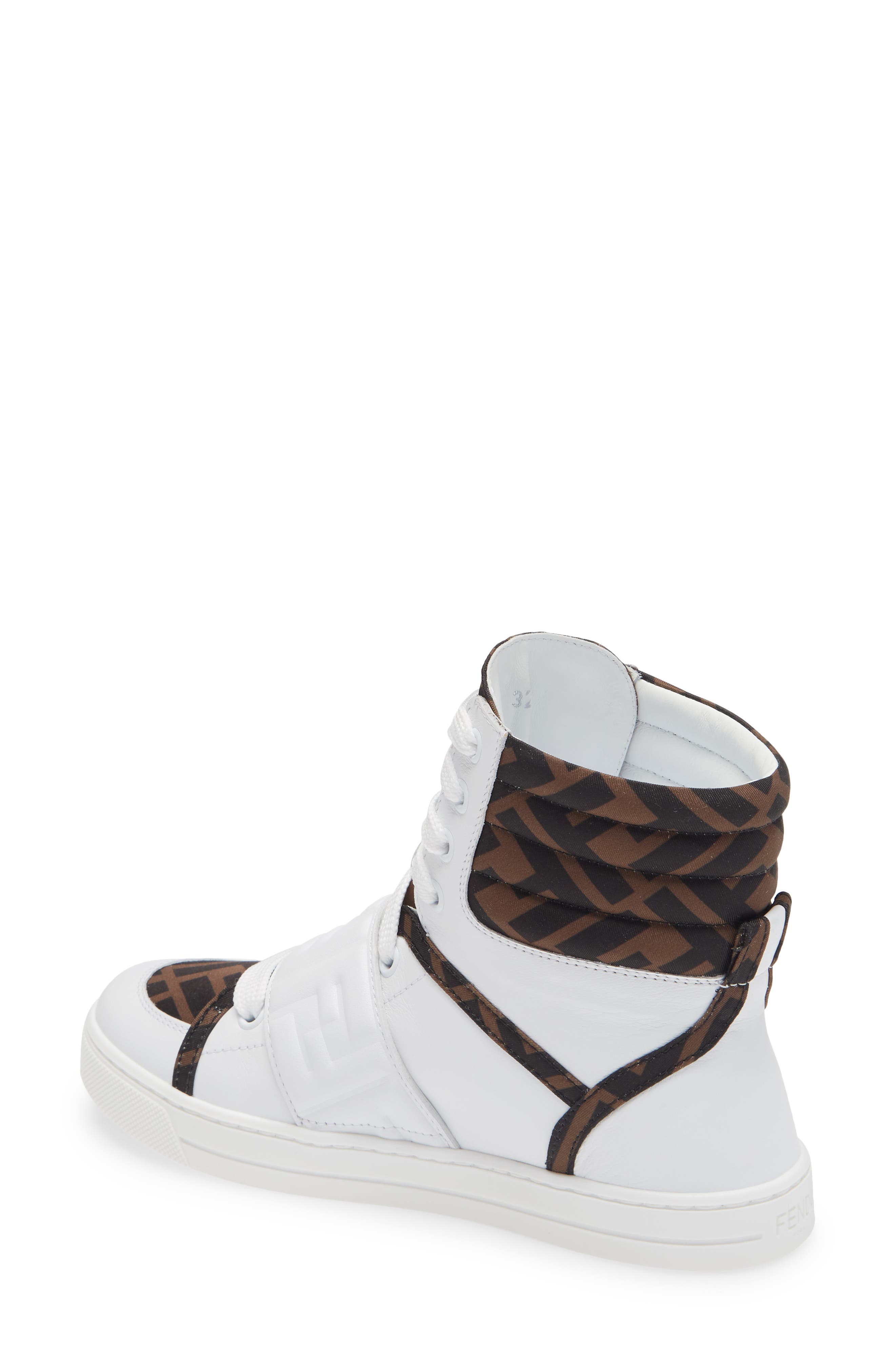 Fendi FF Logo High Top Sneaker, Alternate, color, 