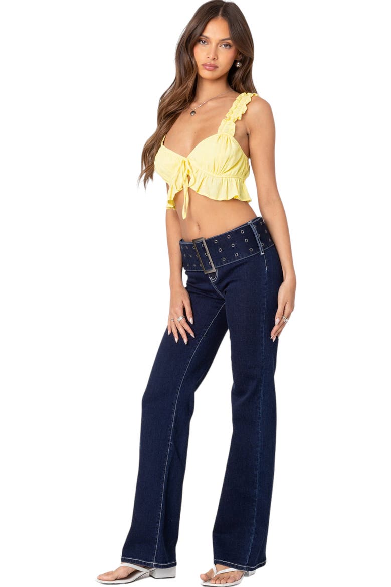Ruffle Tie Front Crop Top, Alternate, color, YELLOW