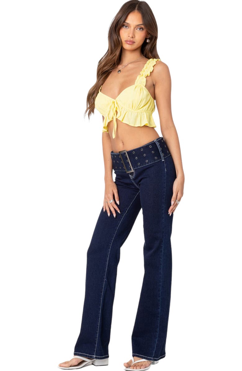 EDIKTED Ruffle Tie Front Crop Top, Alternate, color, Yellow