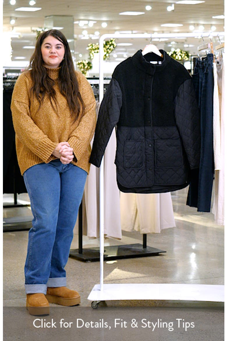 Faux Shearling Hybrid Quilted Long Jacket video