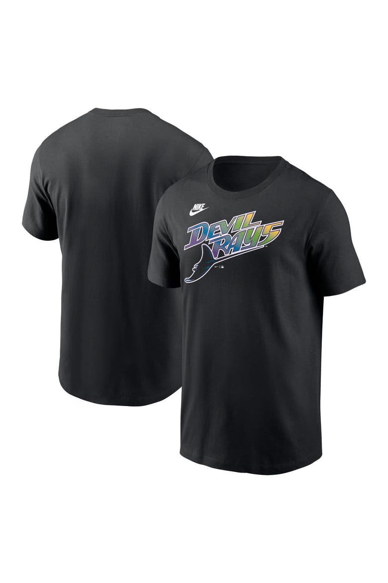 Men's Nike Black Tampa Bay Rays Cooperstown Wordmark T-Shirt, Main, color, Black