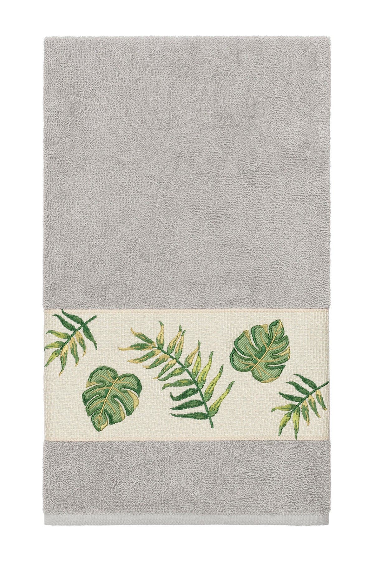 Linum Home Textiles Zoe Embellished Bath Towel - Light Grey